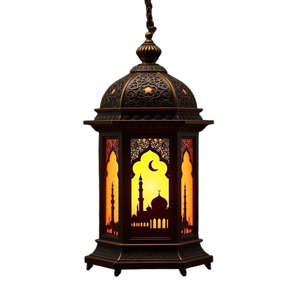 Illuminated Lantern with Islamic Motifs